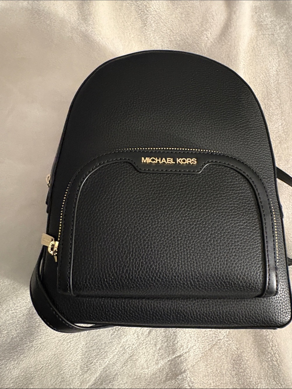 MICHAEL KORS Black Pebbled Leather Mini Backpack with Gold Hardware
